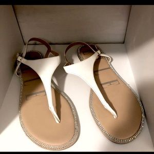 Elle white glitzy sandals